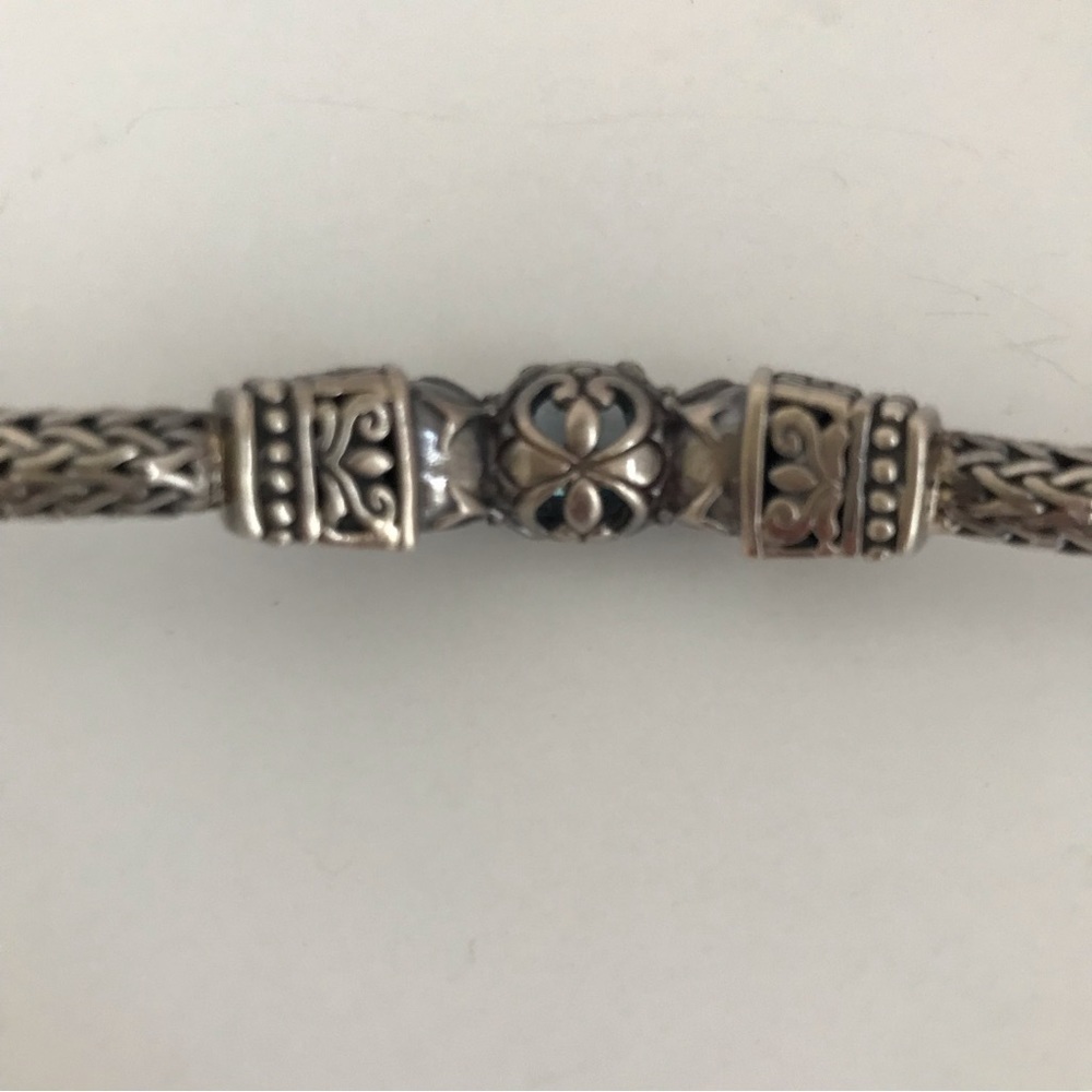 Vintage KC Indo Sterling Silver Blue Topaz Amethyst Spiga Wheat Bracelet 8" 35 g - Picture 10 of 16